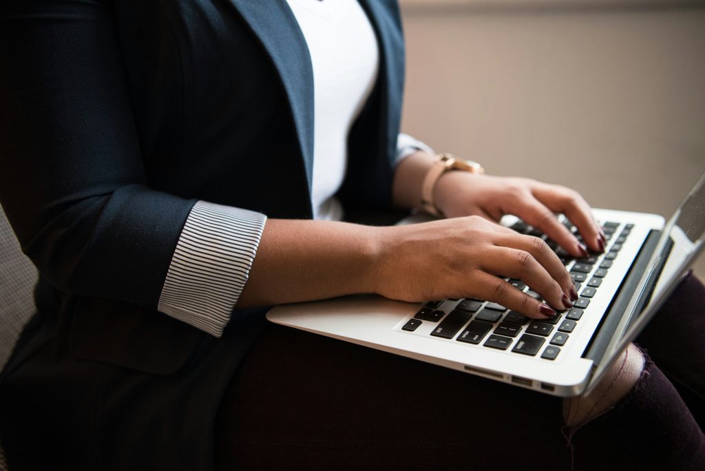 woman working on a laptop