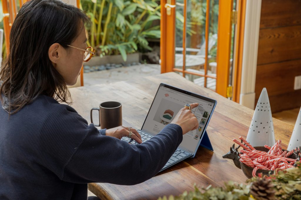 woman working on a laptop