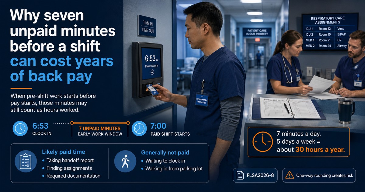 Why seven unpaid minutes before a shift can cost years of back pay — VertiSource HR